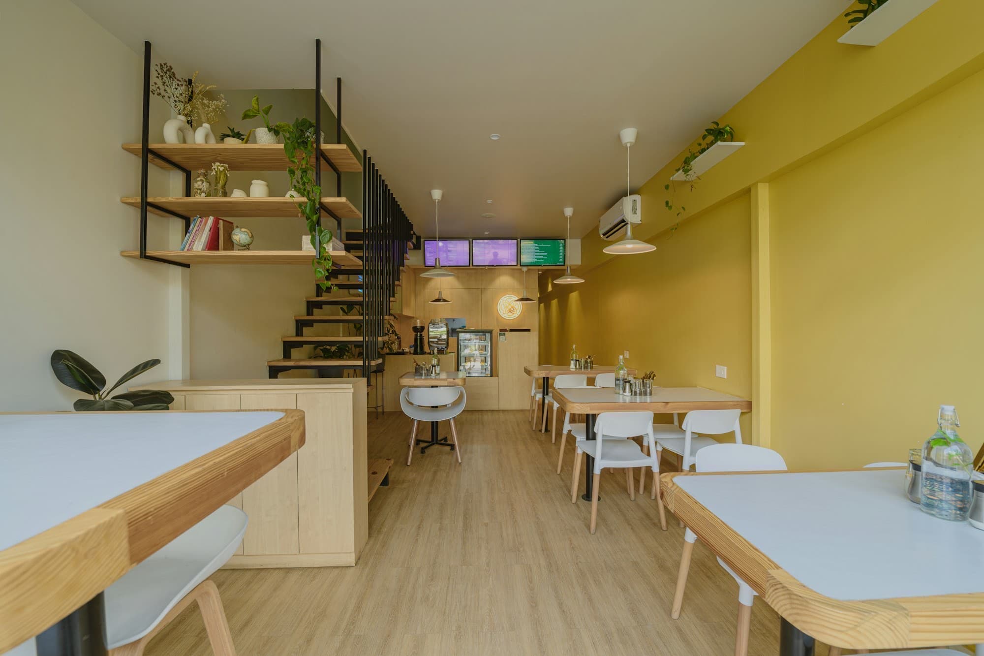 Warm wooden interior of Tribe Osiya Café