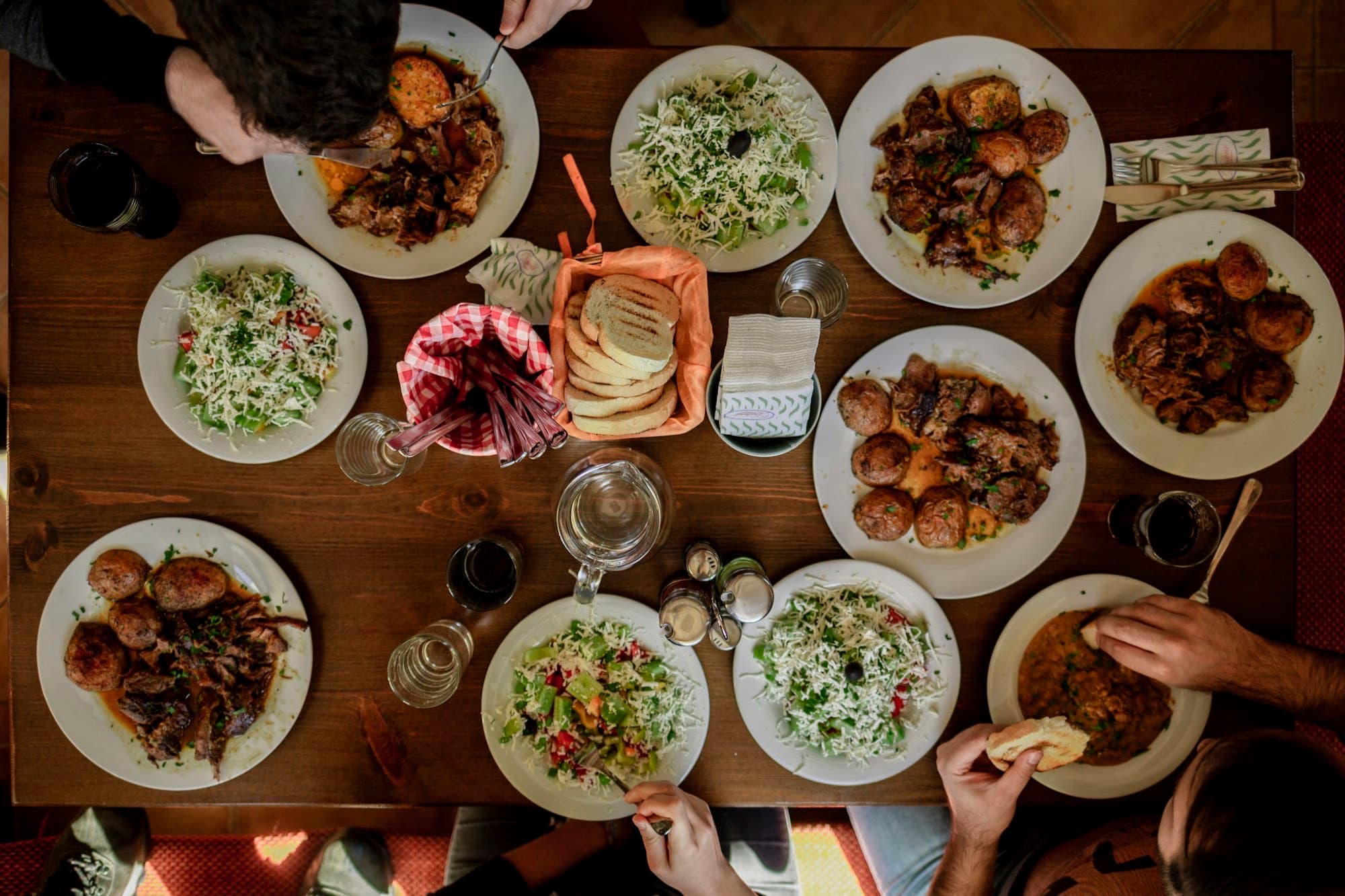 Guests sharing a meal at the café