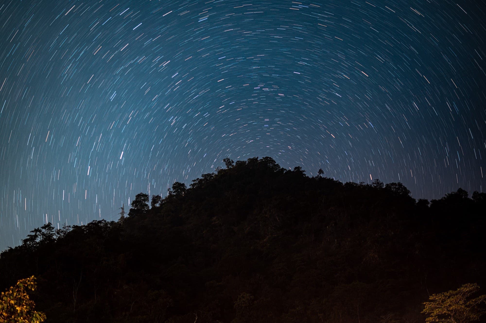Star trails above the peaks